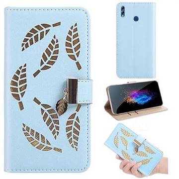 Hollow Leaves Phone Wallet Case for Huawei Honor 8X - Blue