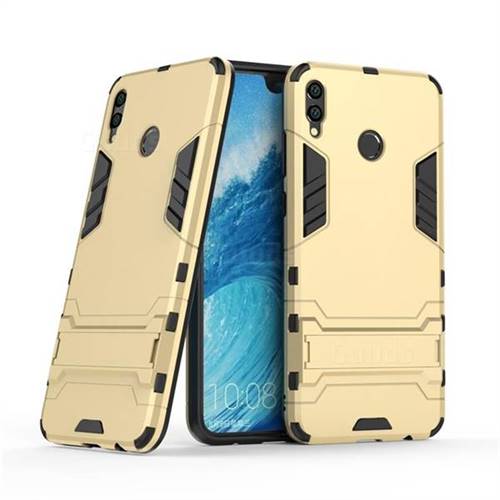 Armor Premium Tactical Grip Kickstand Shockproof Dual Layer Rugged Hard Cover for Huawei Honor 8X Max(Enjoy Max) - Golden