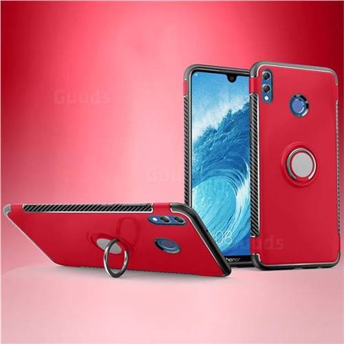 Armor Anti Drop Carbon PC + Silicon Invisible Ring Holder Phone Case for Huawei Honor 8X Max(Enjoy Max) - Red