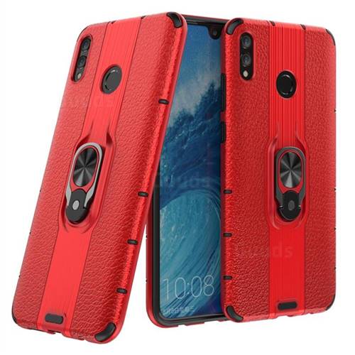 Alita Battle Angel Armor Metal Ring Grip Shockproof Dual Layer Rugged Hard Cover for Huawei Honor 8X Max(Enjoy Max) - Red