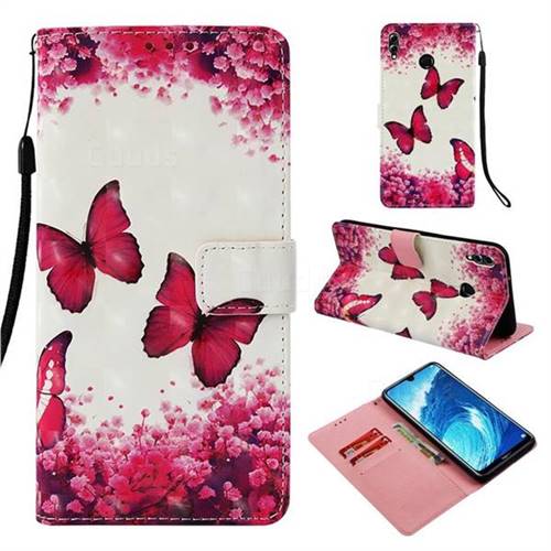 Rose Butterfly 3D Painted Leather Wallet Case for Huawei Honor 8X Max(Enjoy Max)