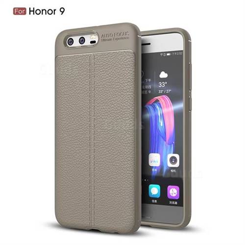 Luxury Auto Focus Litchi Texture Silicone TPU Back Cover for Huawei Honor 9 - Gray