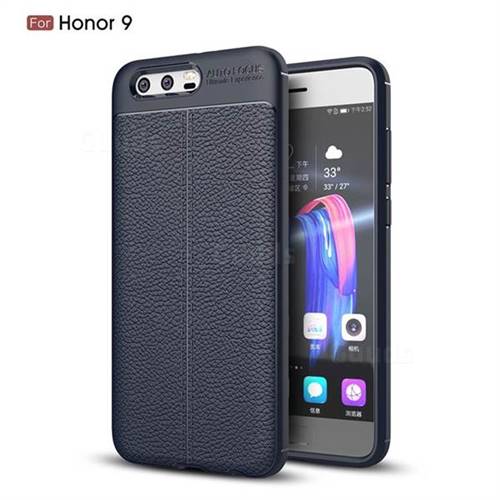 Luxury Auto Focus Litchi Texture Silicone TPU Back Cover for Huawei Honor 9 - Dark Blue