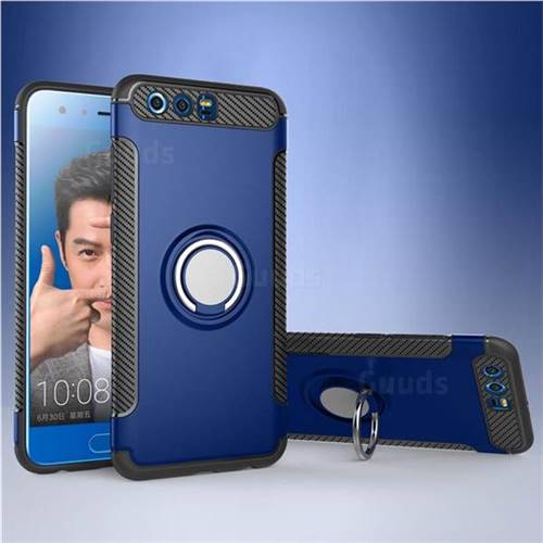 Armor Anti Drop Carbon PC + Silicon Invisible Ring Holder Phone Case for Huawei Honor 9 - Sapphire