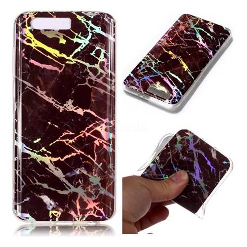 Black Brown Marble Pattern Bright Color Laser Soft TPU Case for Huawei Honor 9