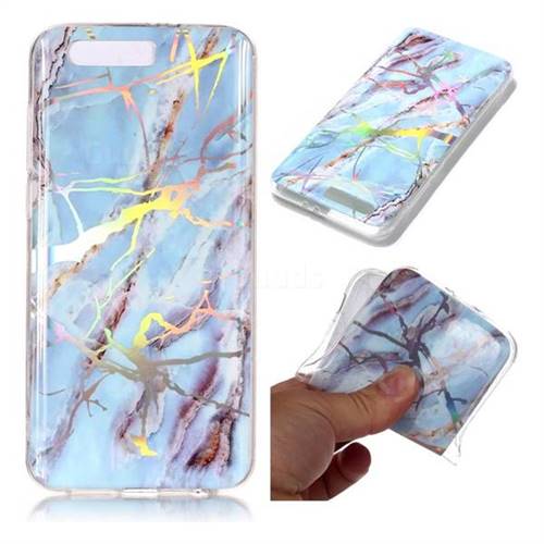 Light Blue Marble Pattern Bright Color Laser Soft TPU Case for Huawei Honor 9