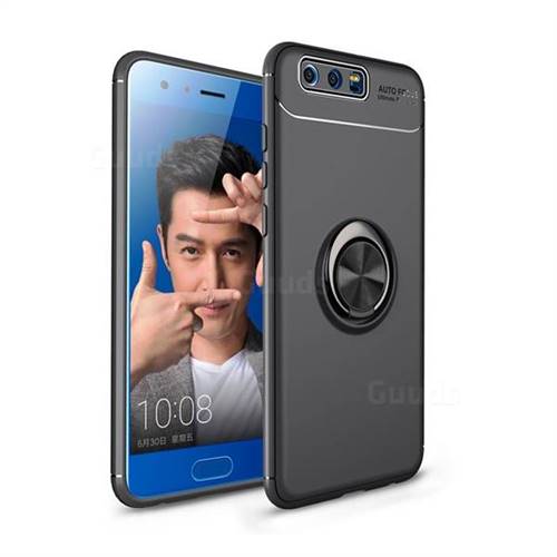Auto Focus Invisible Ring Holder Soft Phone Case for Huawei Honor 9 - Black