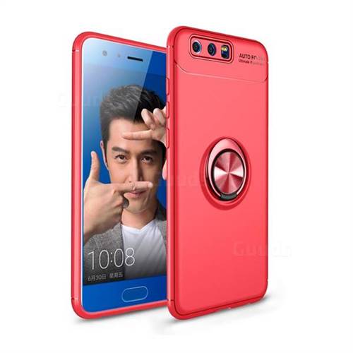 Auto Focus Invisible Ring Holder Soft Phone Case for Huawei Honor 9 - Red