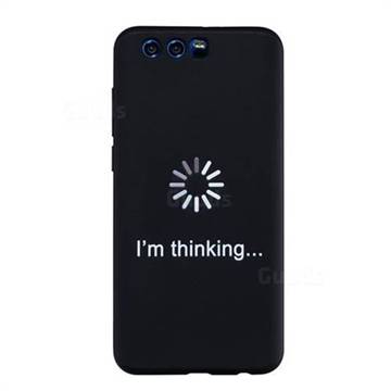 Thinking Stick Figure Matte Black TPU Phone Cover for Huawei Honor 9