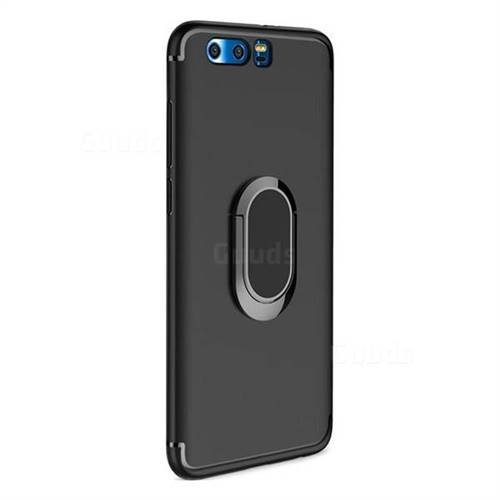 Anti-fall Invisible 360 Rotating Ring Grip Holder Kickstand Phone Cover for Huawei Honor 9 - Black