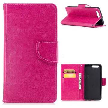 Smooth Crystal Grain PU Leather Wallet Case for Huawei Honor 9 - Rose