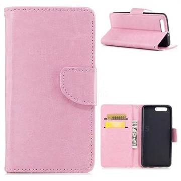 Smooth Crystal Grain PU Leather Wallet Case for Huawei Honor 9 - Pink