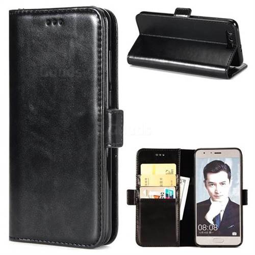 Luxury Crazy Horse PU Leather Wallet Case for Huawei Honor 9 - Black