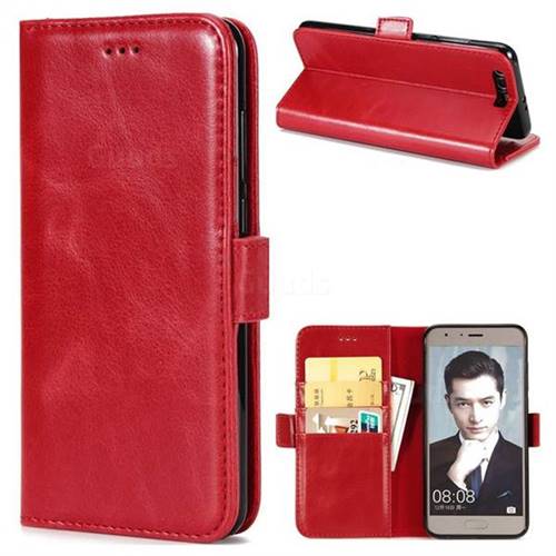 Luxury Crazy Horse PU Leather Wallet Case for Huawei Honor 9 - Red