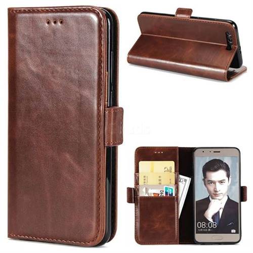 Luxury Crazy Horse PU Leather Wallet Case for Huawei Honor 9 - Coffee