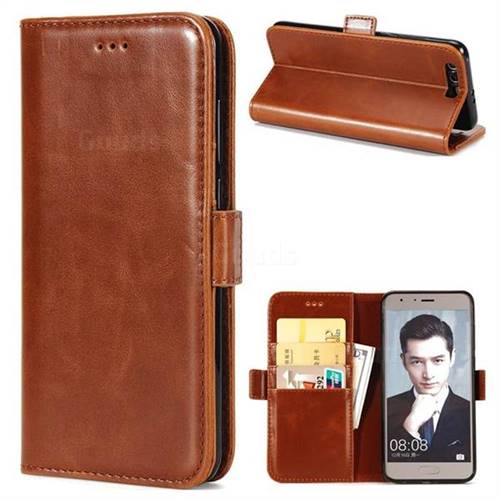 Luxury Crazy Horse PU Leather Wallet Case for Huawei Honor 9 - Brown