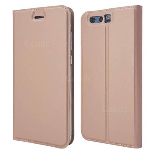 Ultra Slim Card Magnetic Automatic Suction Leather Wallet Case for Huawei Honor 9 - Rose Gold
