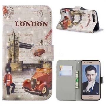 Retro London 3D Painted Leather Phone Wallet Case for Huawei Honor 9