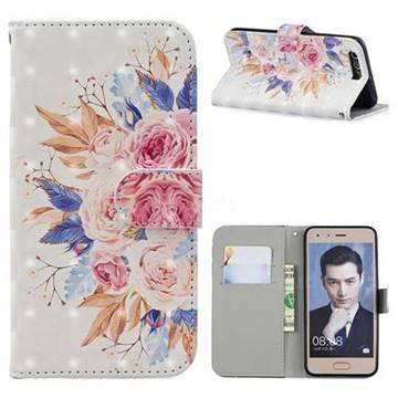 Rose Flowers 3D Painted Leather Phone Wallet Case for Huawei Honor 9