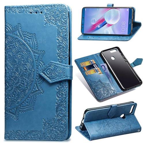 Embossing Imprint Mandala Flower Leather Wallet Case for Huawei Honor 9 - Blue