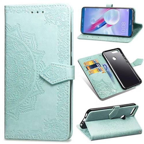 Embossing Imprint Mandala Flower Leather Wallet Case for Huawei Honor 9 - Green