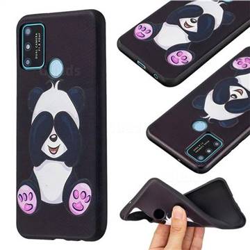 Lovely Panda 3D Embossed Relief Black Soft Back Cover for Huawei Honor 9A