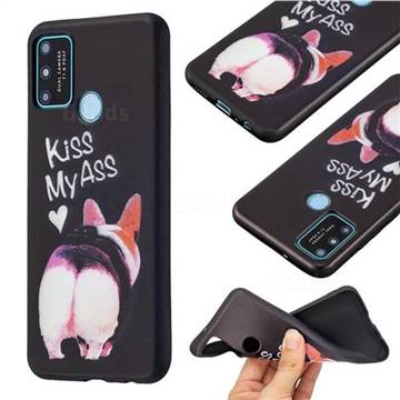 Lovely Pig Ass 3D Embossed Relief Black Soft Back Cover for Huawei Honor 9A