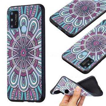 Mandala 3D Embossed Relief Black Soft Back Cover for Huawei Honor 9A