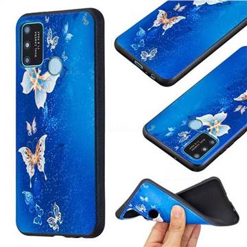 Golden Butterflies 3D Embossed Relief Black Soft Back Cover for Huawei Honor 9A