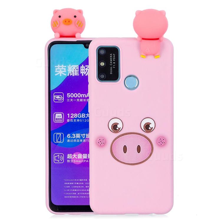 Small Pink Pig Soft 3D Climbing Doll Soft Case for Huawei Honor 9A