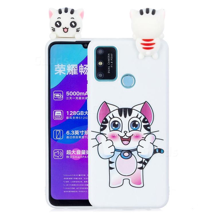 Cute Pink Kitten Soft 3D Climbing Doll Soft Case for Huawei Honor 9A