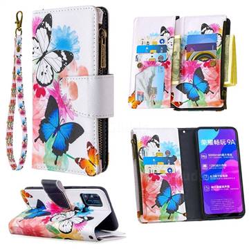 Vivid Flying Butterflies Binfen Color BF03 Retro Zipper Leather Wallet Phone Case for Huawei Honor 9A