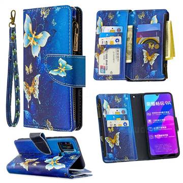 Golden Butterflies Binfen Color BF03 Retro Zipper Leather Wallet Phone Case for Huawei Honor 9A