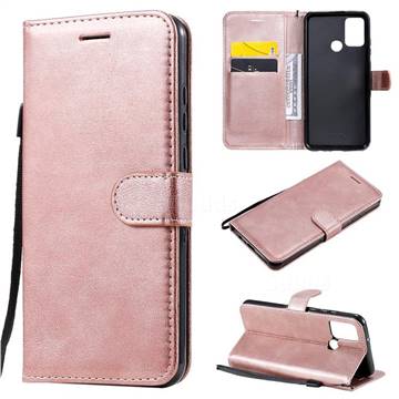 Retro Greek Classic Smooth PU Leather Wallet Phone Case for Huawei Honor 9A - Rose Gold