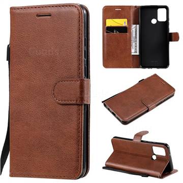 Retro Greek Classic Smooth PU Leather Wallet Phone Case for Huawei Honor 9A - Brown