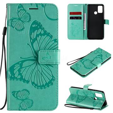 Embossing 3D Butterfly Leather Wallet Case for Huawei Honor 9A - Green