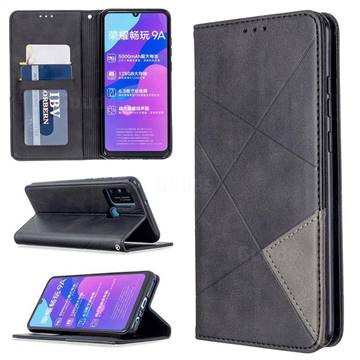 Prismatic Slim Magnetic Sucking Stitching Wallet Flip Cover for Huawei Honor 9A - Black