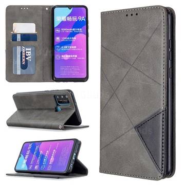 Prismatic Slim Magnetic Sucking Stitching Wallet Flip Cover for Huawei Honor 9A - Gray