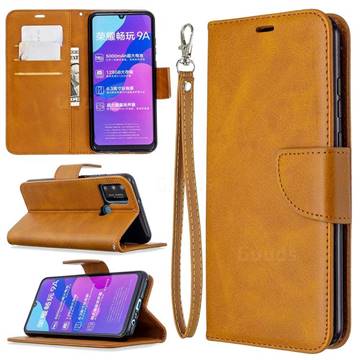 Classic Sheepskin PU Leather Phone Wallet Case for Huawei Honor 9A - Yellow
