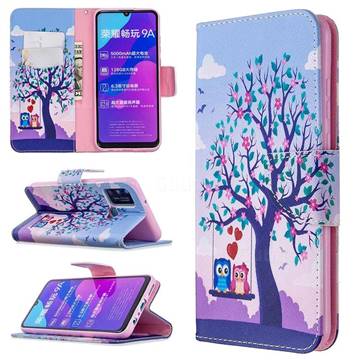 Tree and Owls Leather Wallet Case for Huawei Honor 9A