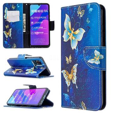 Golden Butterflies Leather Wallet Case for Huawei Honor 9A