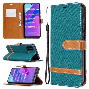 Jeans Cowboy Denim Leather Wallet Case for Huawei Honor 9A - Green