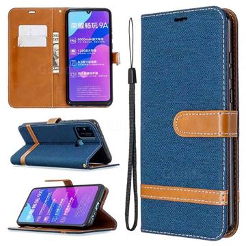 Jeans Cowboy Denim Leather Wallet Case for Huawei Honor 9A - Dark Blue