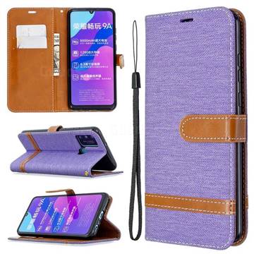 Jeans Cowboy Denim Leather Wallet Case for Huawei Honor 9A - Purple