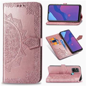 Embossing Imprint Mandala Flower Leather Wallet Case for Huawei Honor 9A - Rose Gold