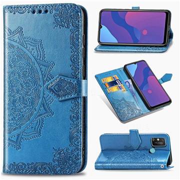 Embossing Imprint Mandala Flower Leather Wallet Case for Huawei Honor 9A - Blue