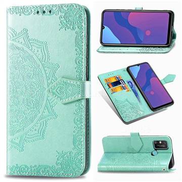 Embossing Imprint Mandala Flower Leather Wallet Case for Huawei Honor 9A - Green