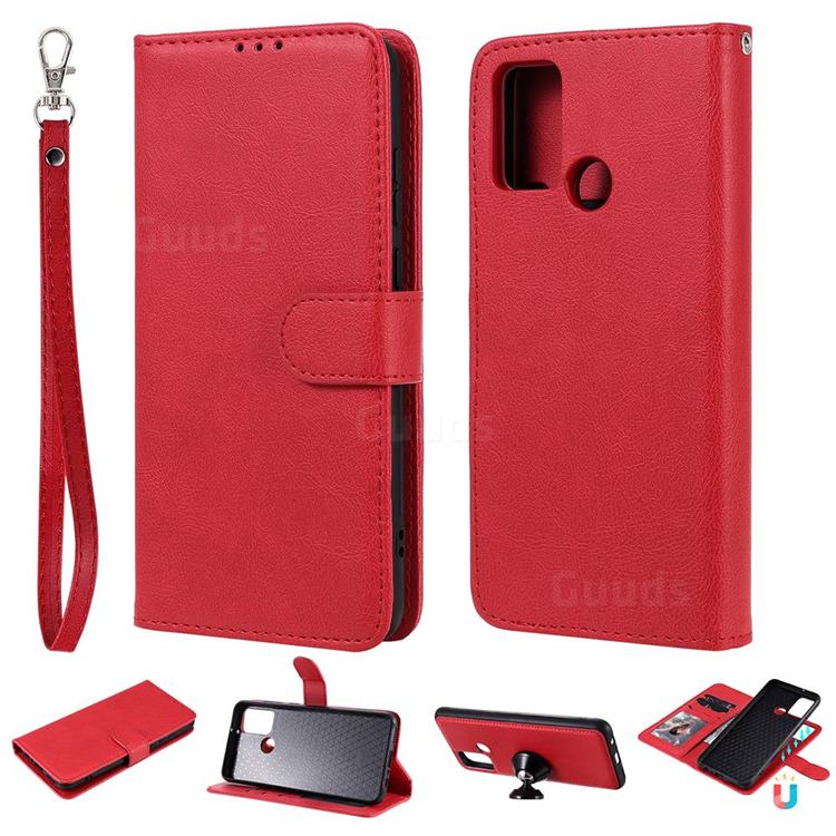 Retro Greek Detachable Magnetic PU Leather Wallet Phone Case for Huawei Honor 9A - Red