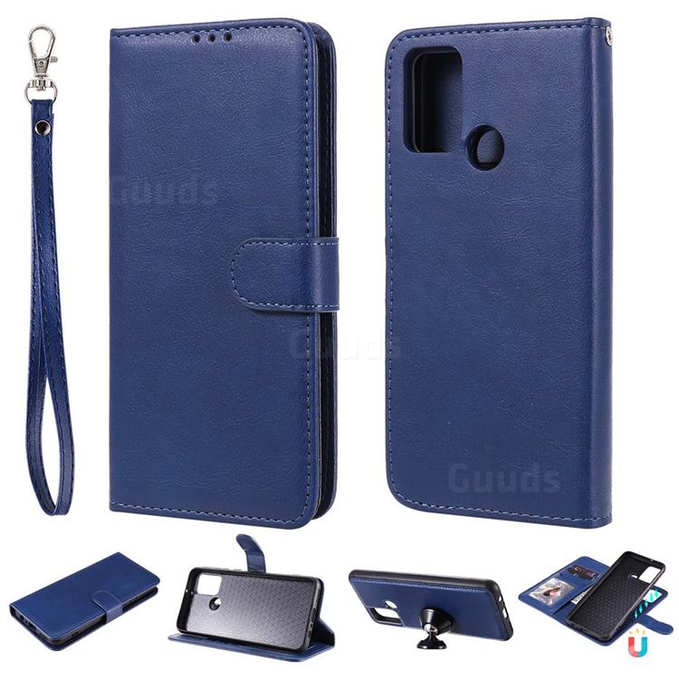 Retro Greek Detachable Magnetic PU Leather Wallet Phone Case for Huawei Honor 9A - Blue