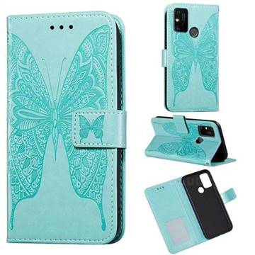Intricate Embossing Vivid Butterfly Leather Wallet Case for Huawei Honor 9A - Green